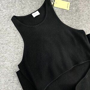 Wilfred Free Knit Cut Out Tank Mini Tank Dress SZ L Black NWT